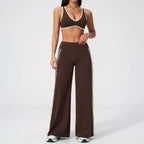Nylon Striped Sleeveless True-To-Size Fit Two-Piece Yoga Set