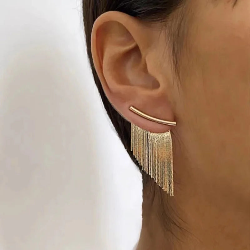 Elegant Gold Tassel Earrings