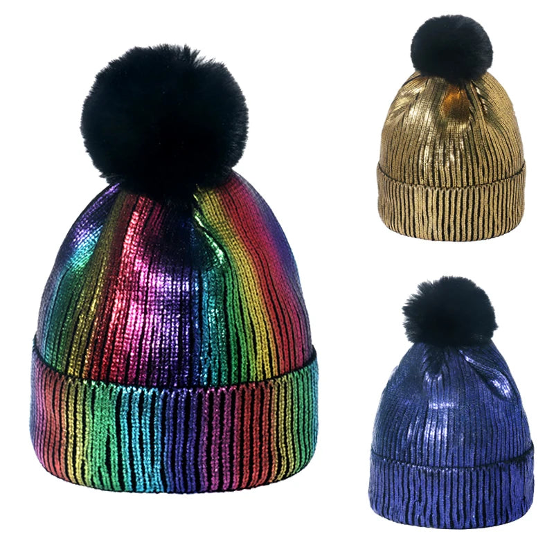 Rainbow Color Knit Beanie