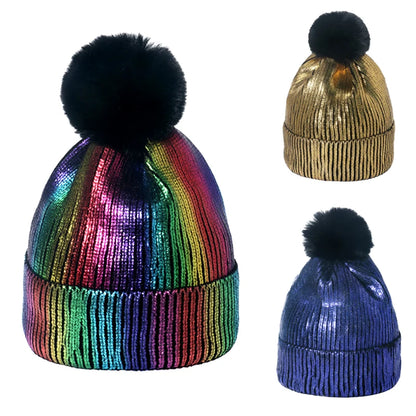Rainbow Color Knit Beanie