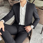 Striped Slim Two-Piece Business Suit