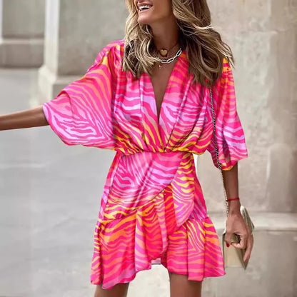 Elegant Printed Long Shirt Dress
