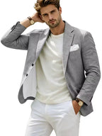 Linen Cotton Notch-Lapel Slim Blazer