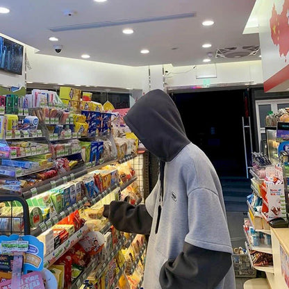 Two-Tone Patchwork Hoodie