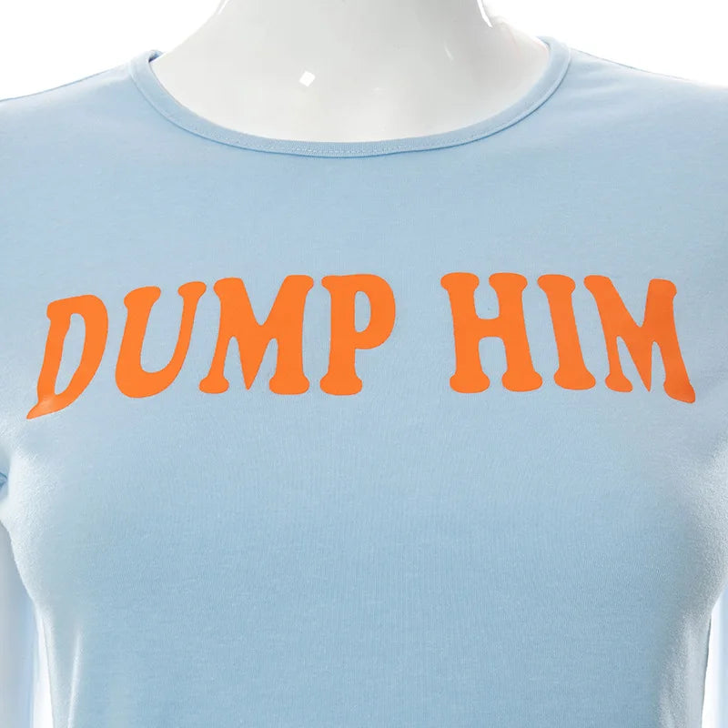 Broadcloth Letter Print Crew Neck Crop Top