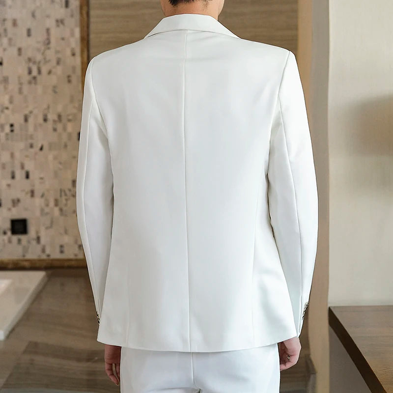Korean Slim Two-Piece Suit Ensemble