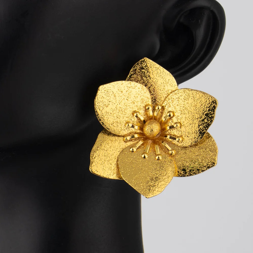 Gold Flower Stud Earrings