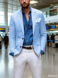 Linen Two-Button Notch-Lapel Blazer