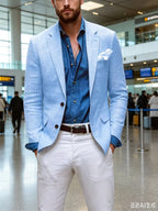 Linen Two-Button Notch-Lapel Blazer