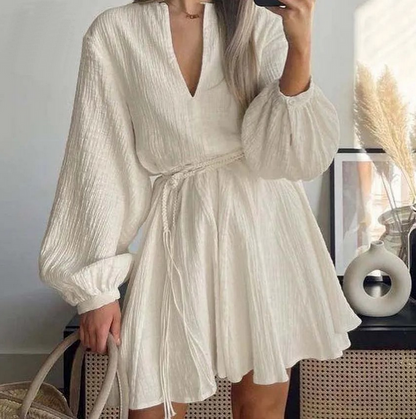 Elegant Beige Cotton Dress