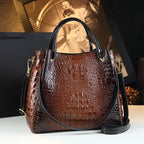 Genuine Leather Crocodile Print Tote Bag