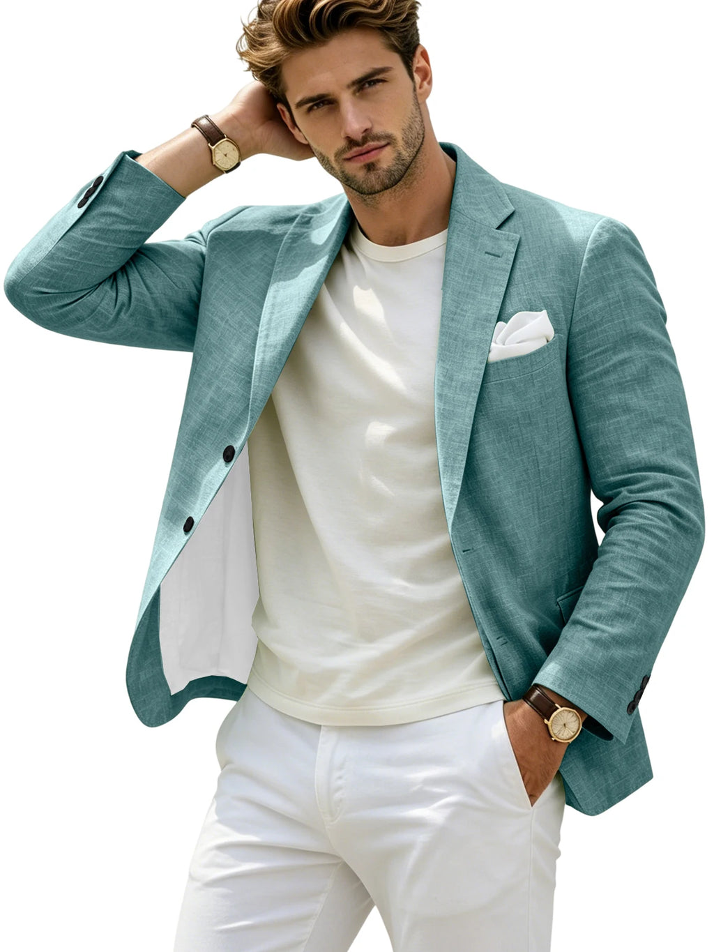 Linen Slim Single-Breasted Casual Blazer