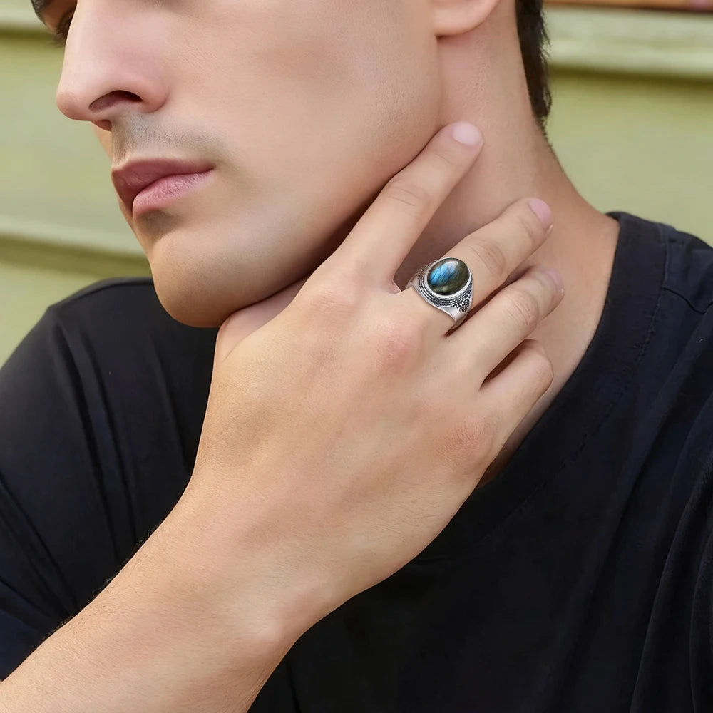 Intgem Labradorite Moonstone Ring