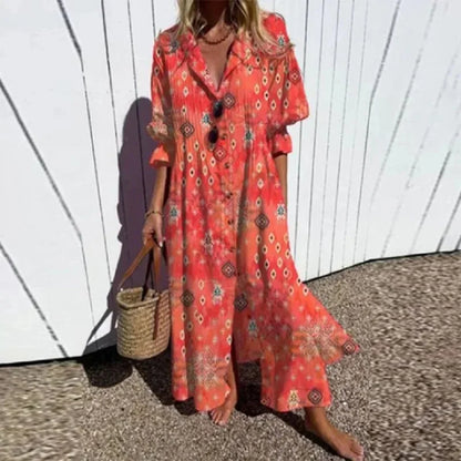 Retro Bohemian Shirt Dress