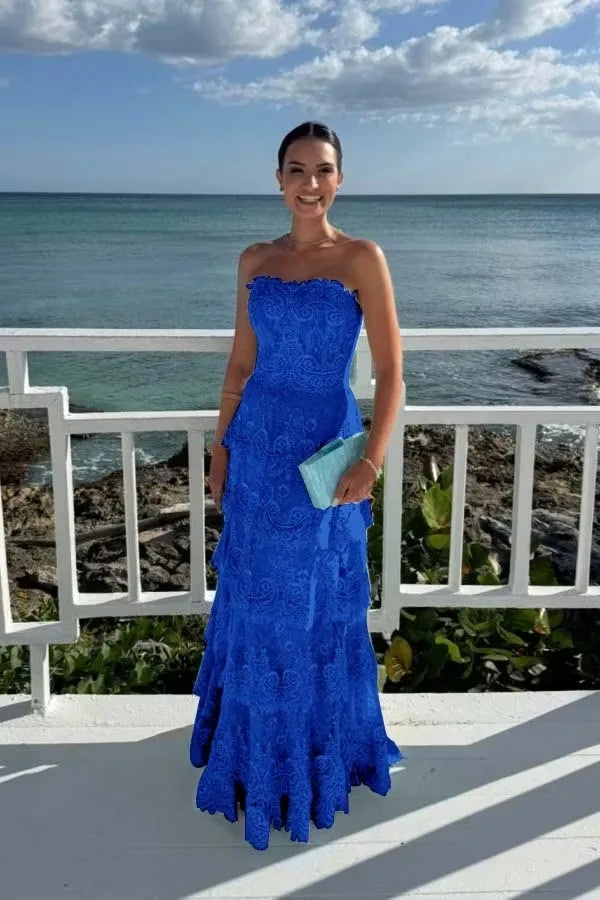 Tiered Lace Maxi Gown
