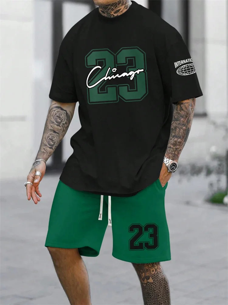 Digital Print Crewneck Tracksuit Set