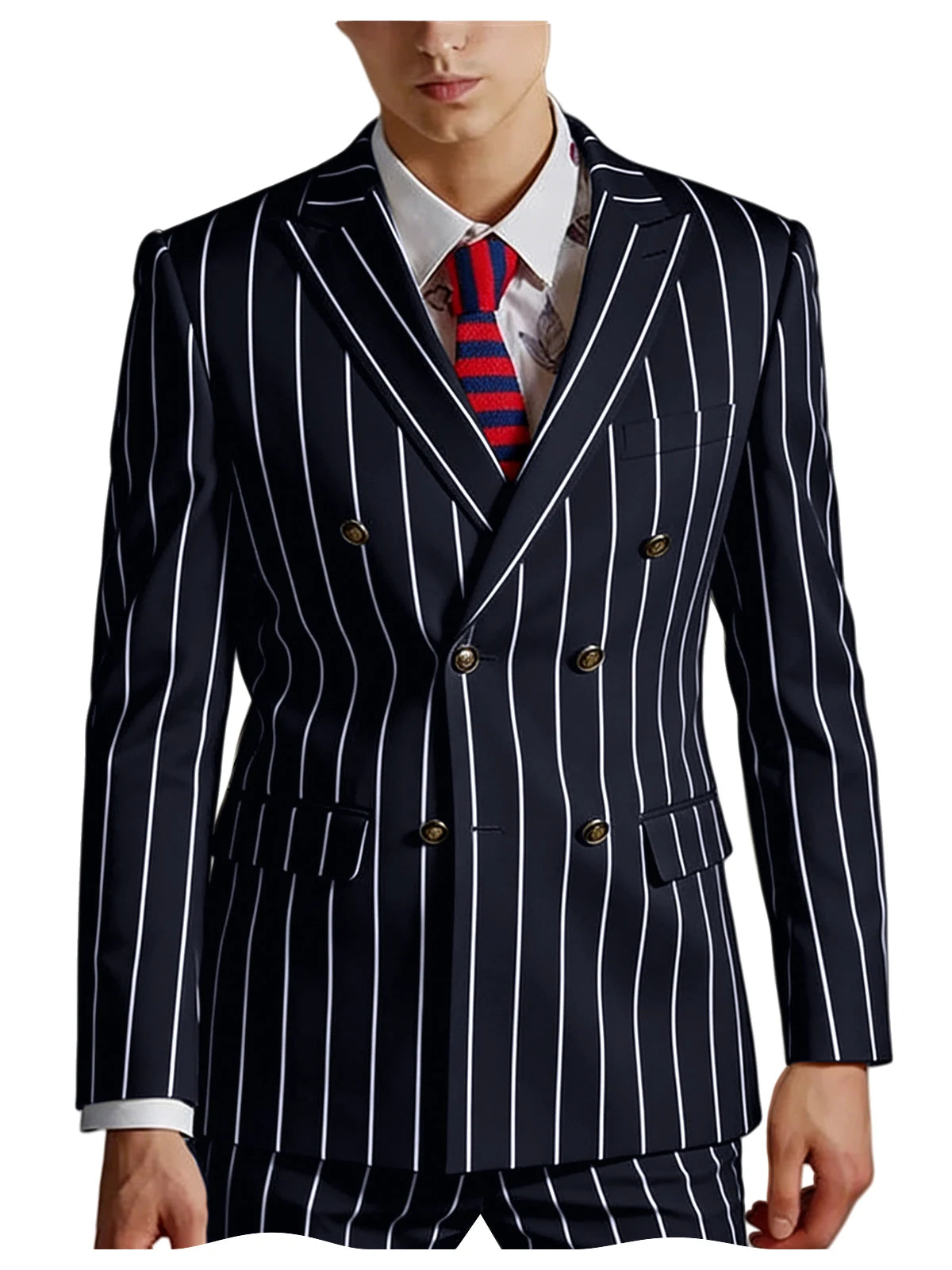 Pinstripe Double-Breasted Slim Tuxedo