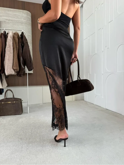 Sexy Lace Patchwork Mid-Length Skirt