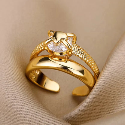 Gold Plated Crystal Ring