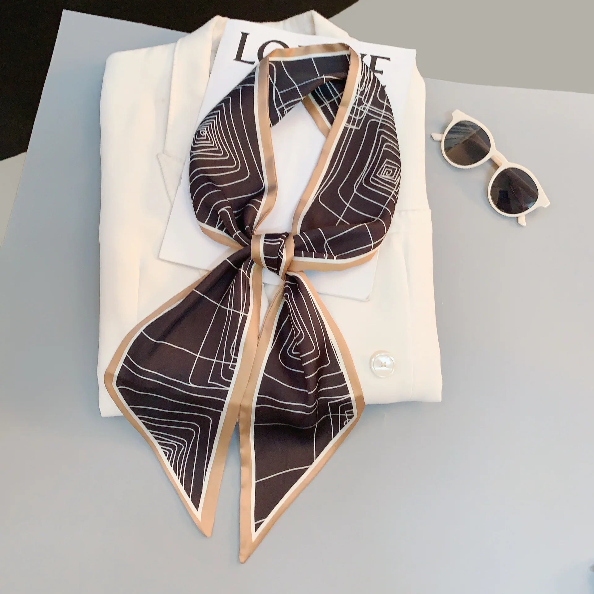 Horse Pattern Long Silk Scarf