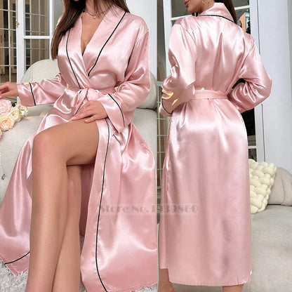 Long Silk Summer Satin Bathrobe