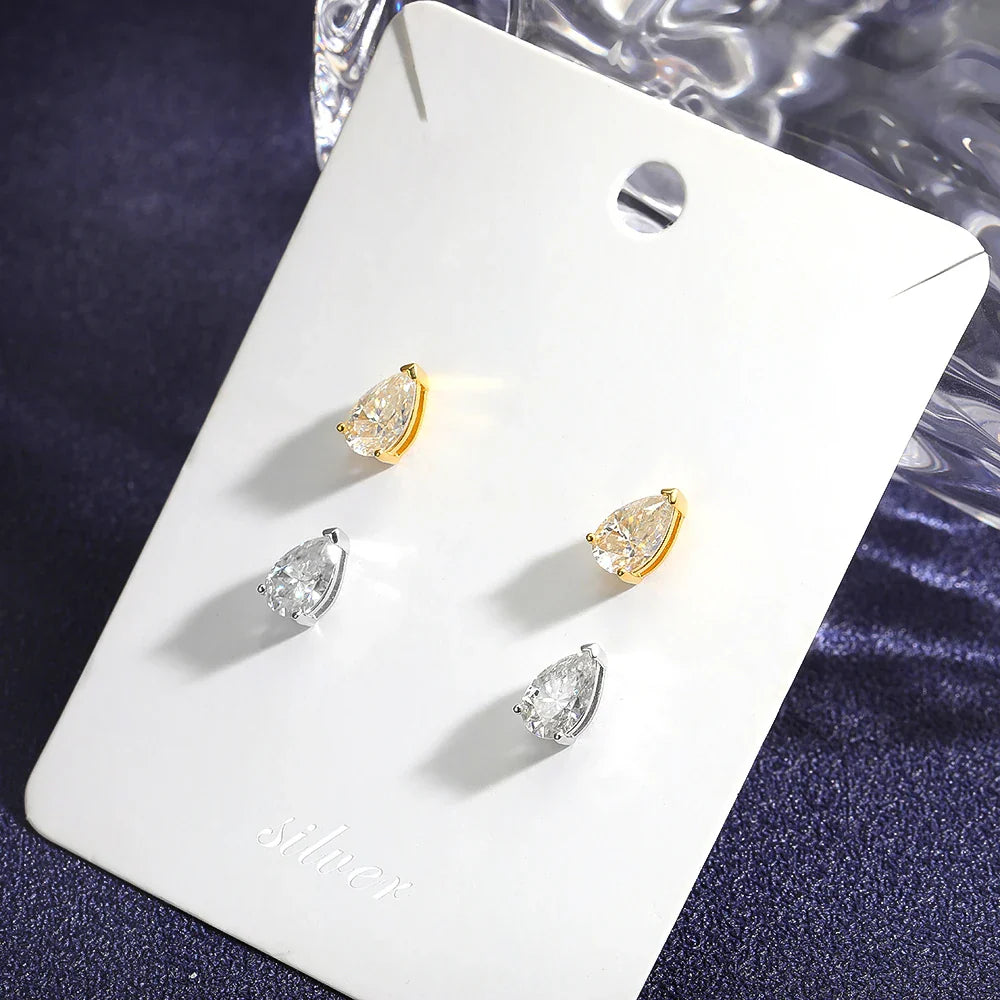 Pear Cut Moissanite Stud Earrings