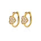 Hollow zircon heart earrings