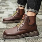 MaiJiaKa Flat-Heel Leather Boots