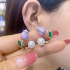 Pearl Tulip Stud Earrings