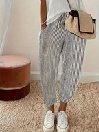 Striped Drawstring Baggy Trousers