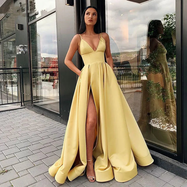 Satin Halter Ball Gown