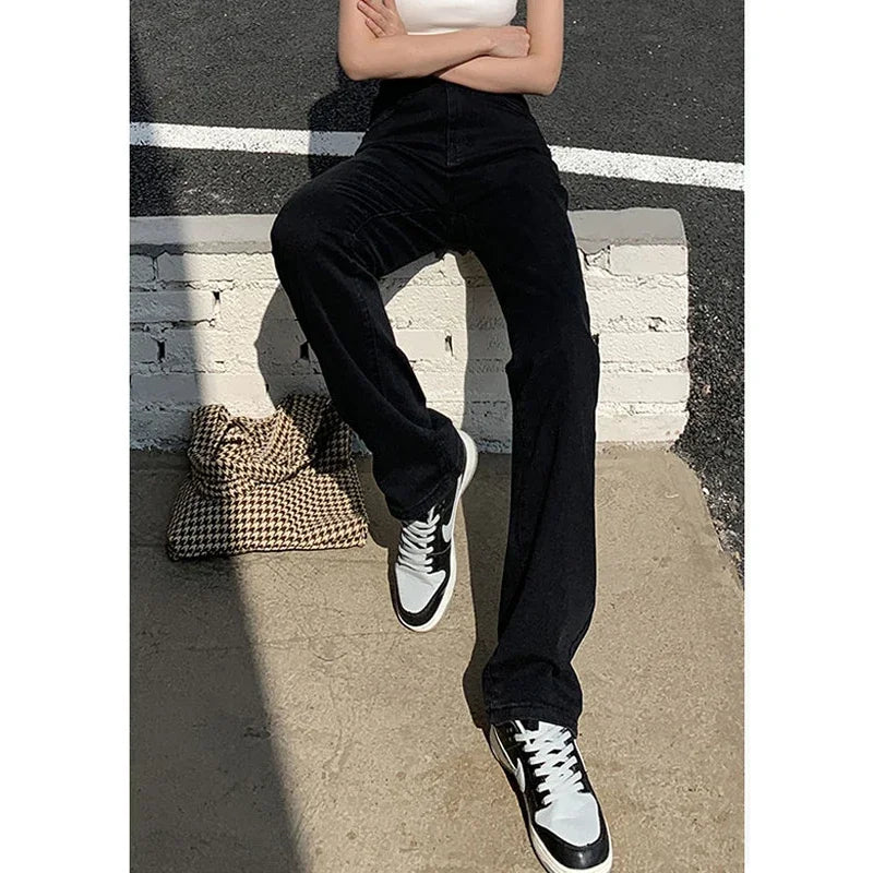 High Waist Straight Denim Jeans