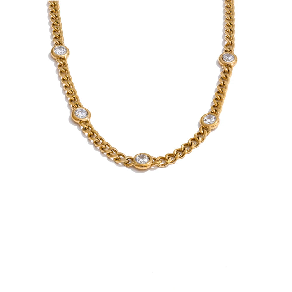 Gold Zircon Chain Necklace