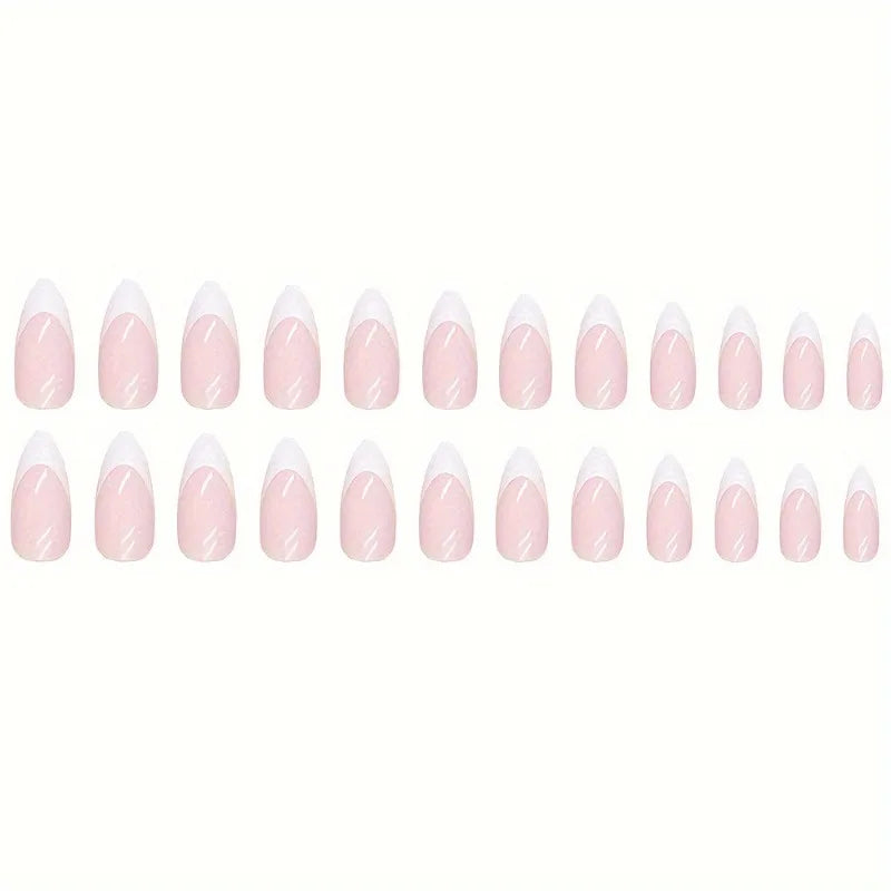 French Tip Fake Nails Almond