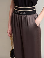 AMII Letter Embroidery Wide-Leg Trousers