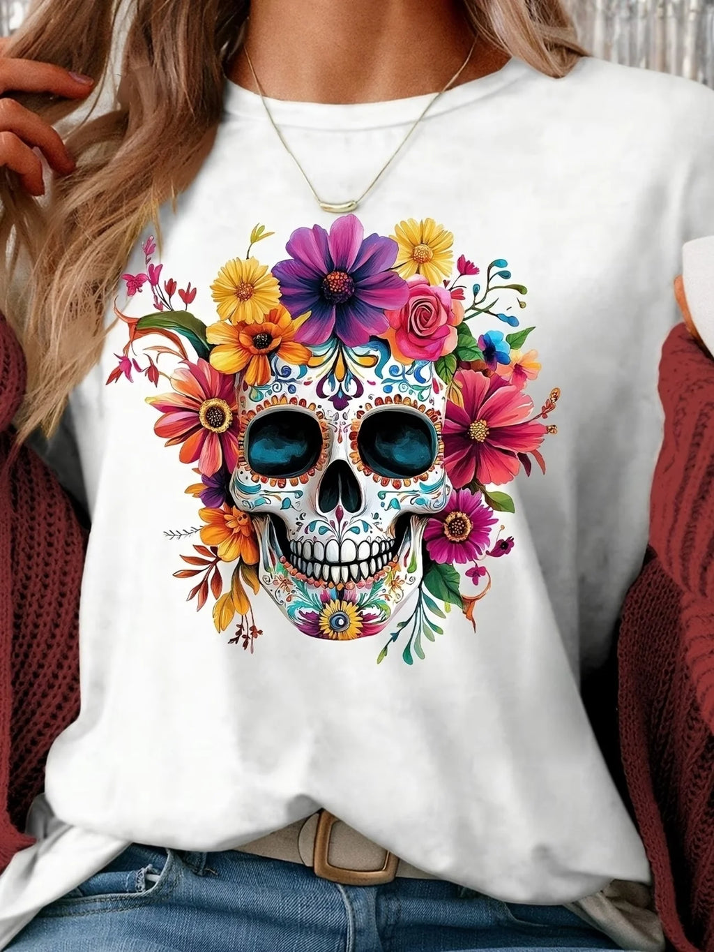 Skull Rose Graphic T-Shirt