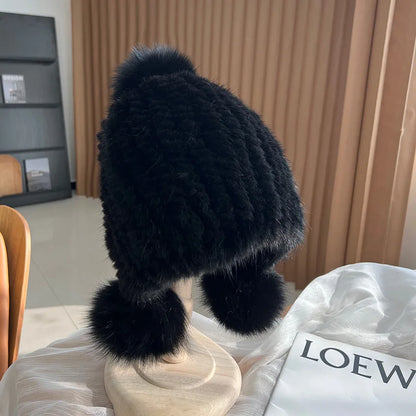 Real Mink Fur Spiral Beanie