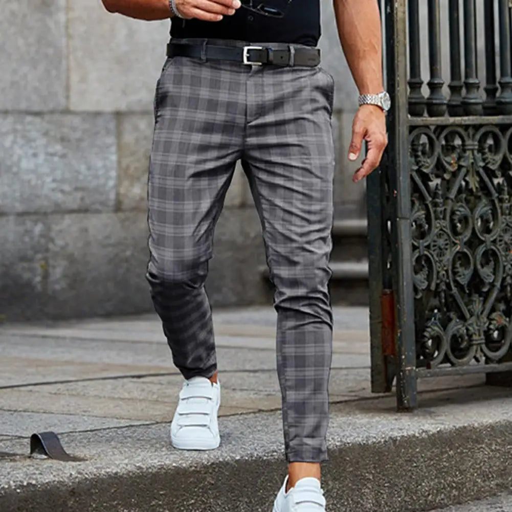 Vintage Checkered Loose Slim Trousers