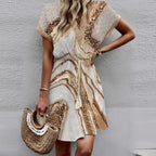 Floral V-Neck Batwing Sleeve Dress