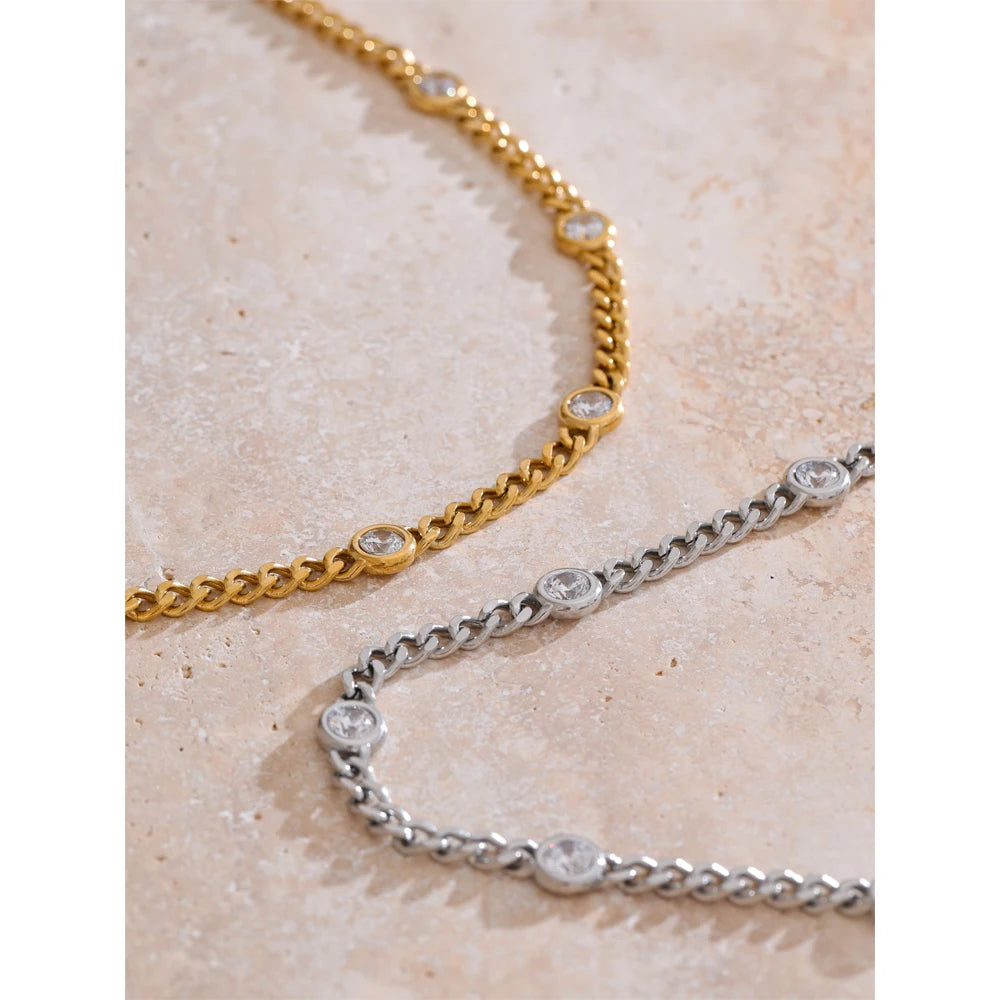 Gold Zircon Chain Necklace