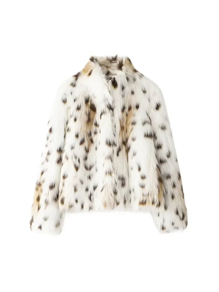 Stylish Animal-Print Fur Jacket