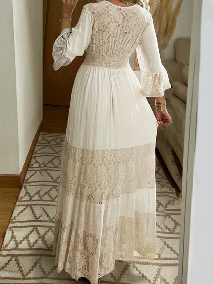 Floral Lace V-Neck Maxi Dress