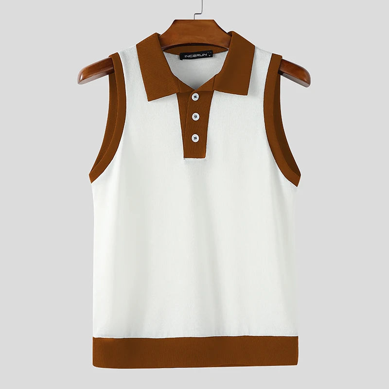 INCERUN Patchwork Button Vest