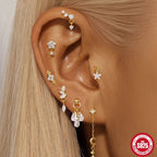 Geometric Pearl Zircon Studs