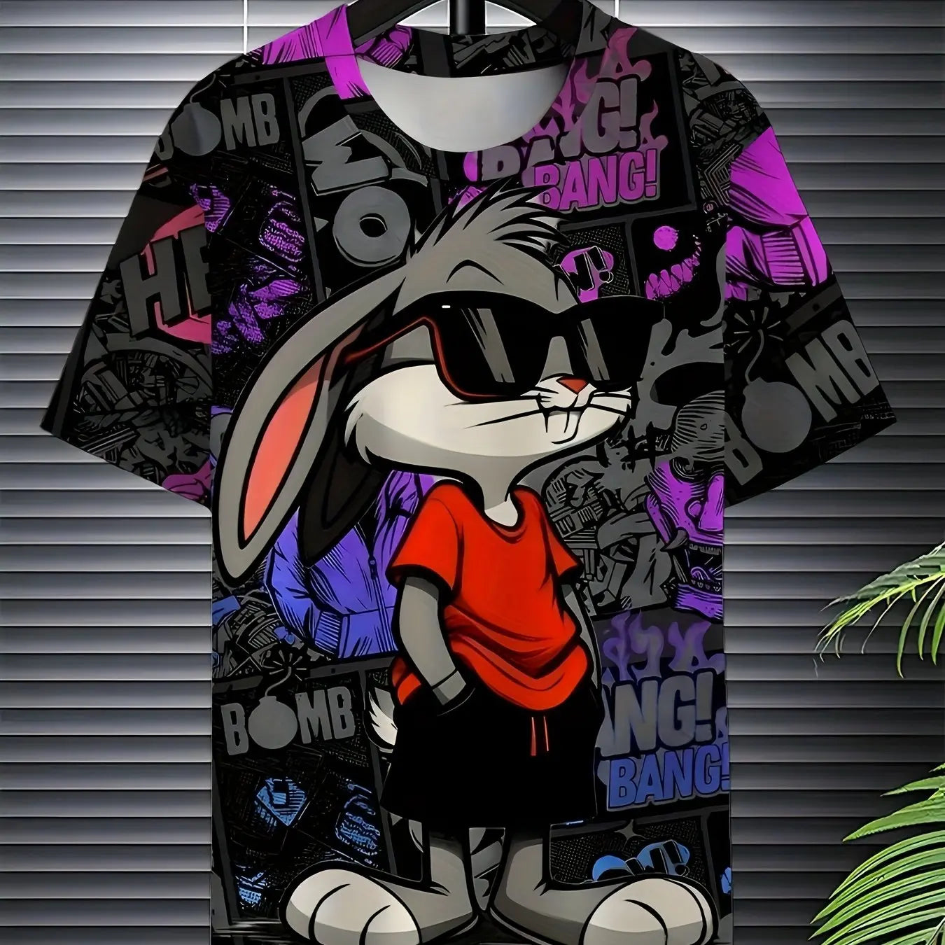 Men’s 3D Rabbit Print T-Shirt – Casual Summer Knit Top