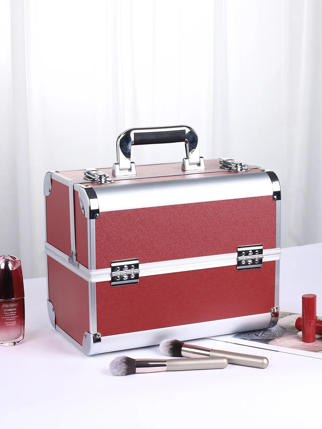 Portable Aluminum Alloy Makeup Train Case with Handle