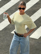 Polyester Striped Short Sleeve Top