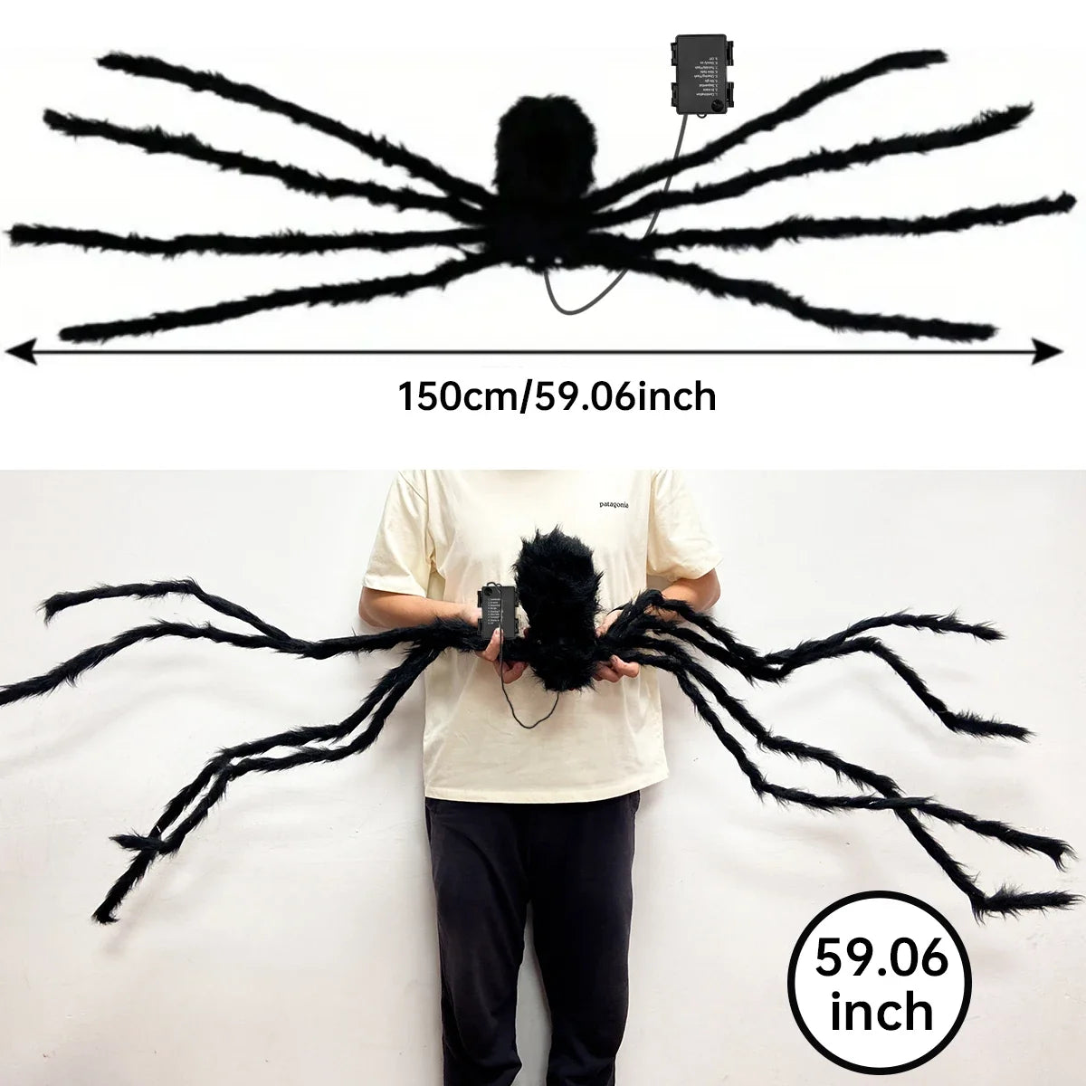 Light-Up Fluffy Spider Decoration