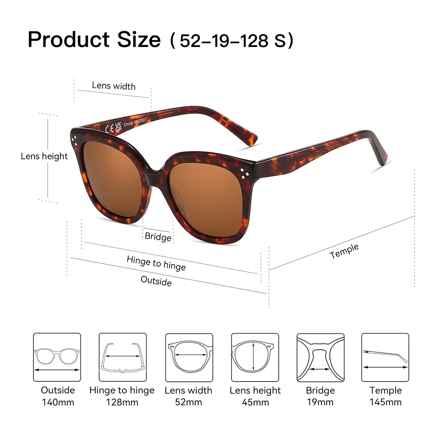 Square Polarized Acetate Sunglasses