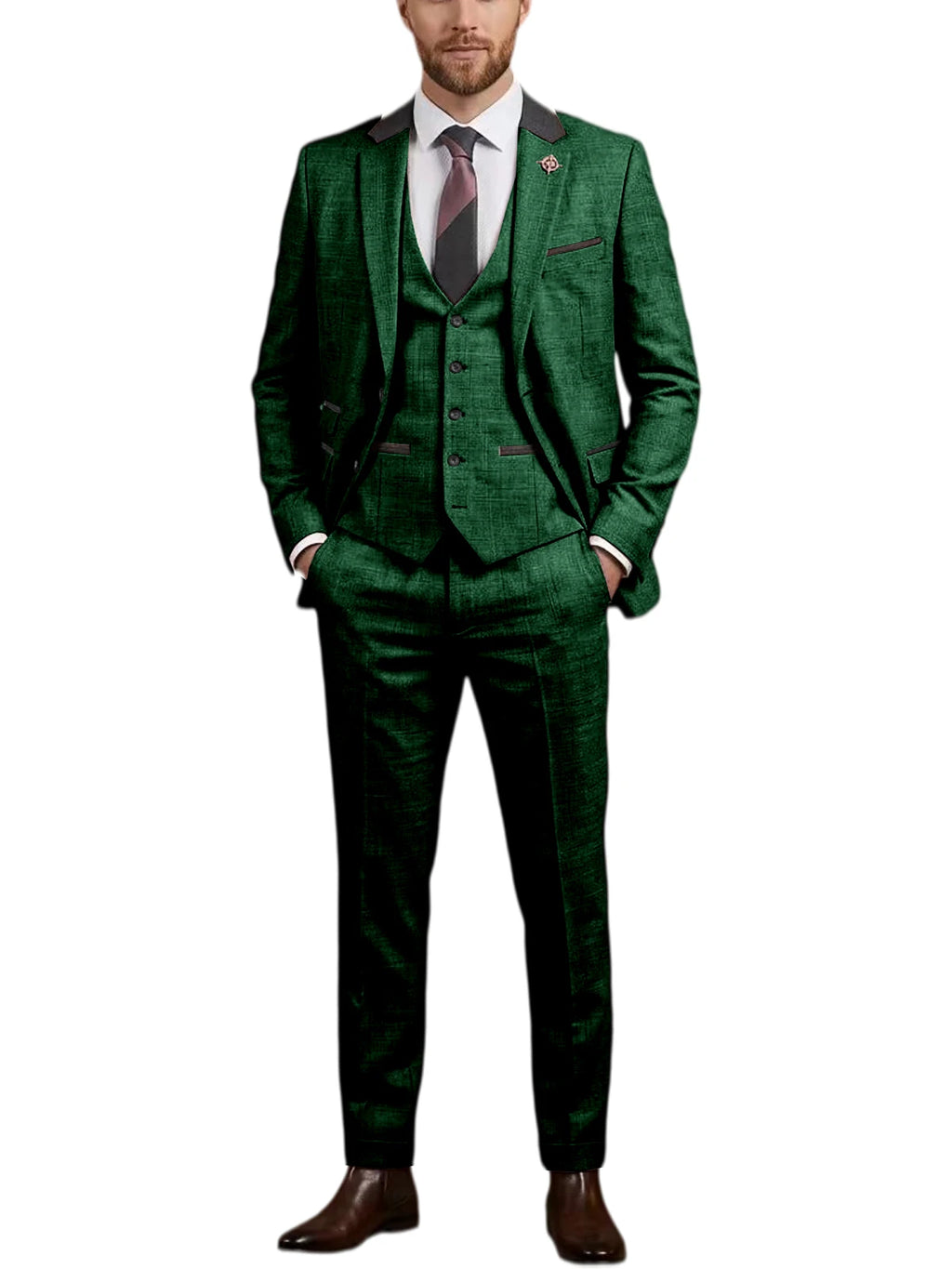 Linen Three-Piece Notch-Lapel Suit